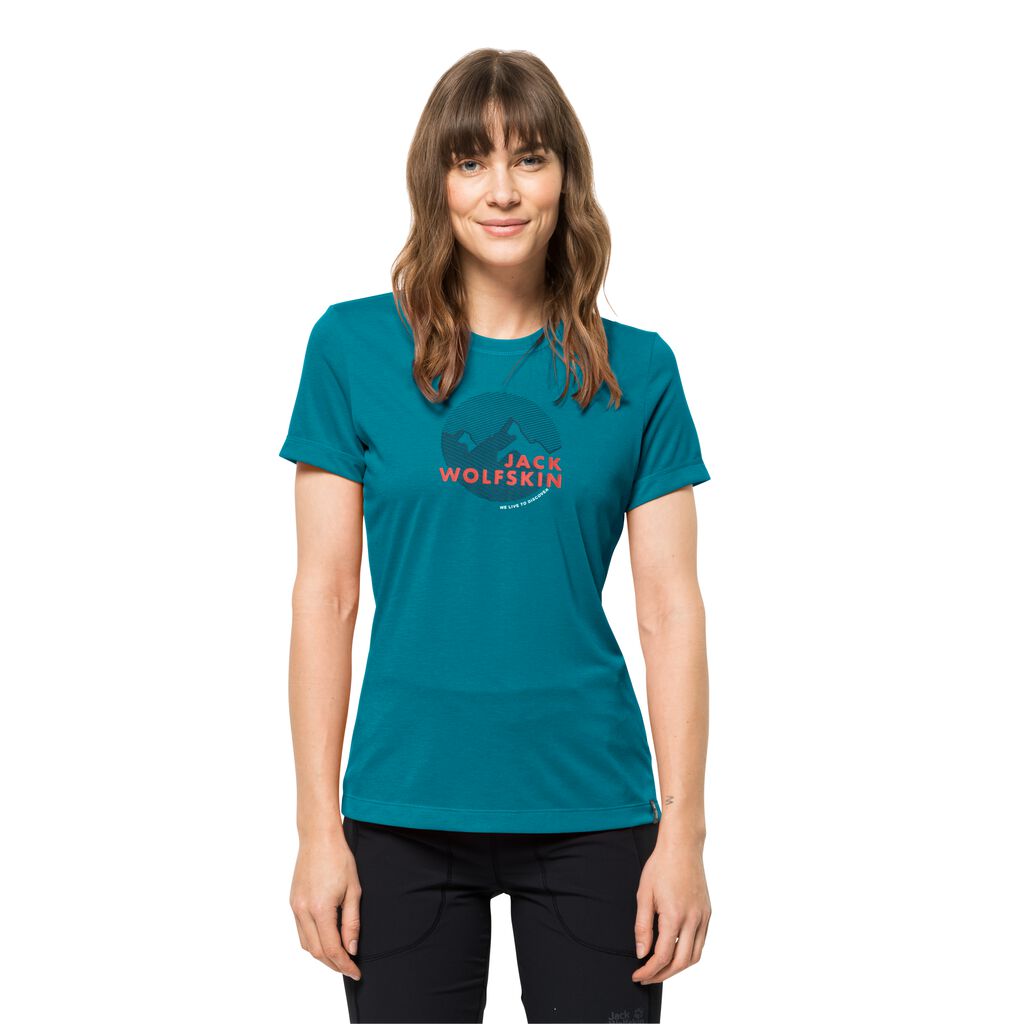 – HIKING JACK freshwater GRAPHIC T T-shirt blue S/S W - L WOLFSKIN Women\'s -